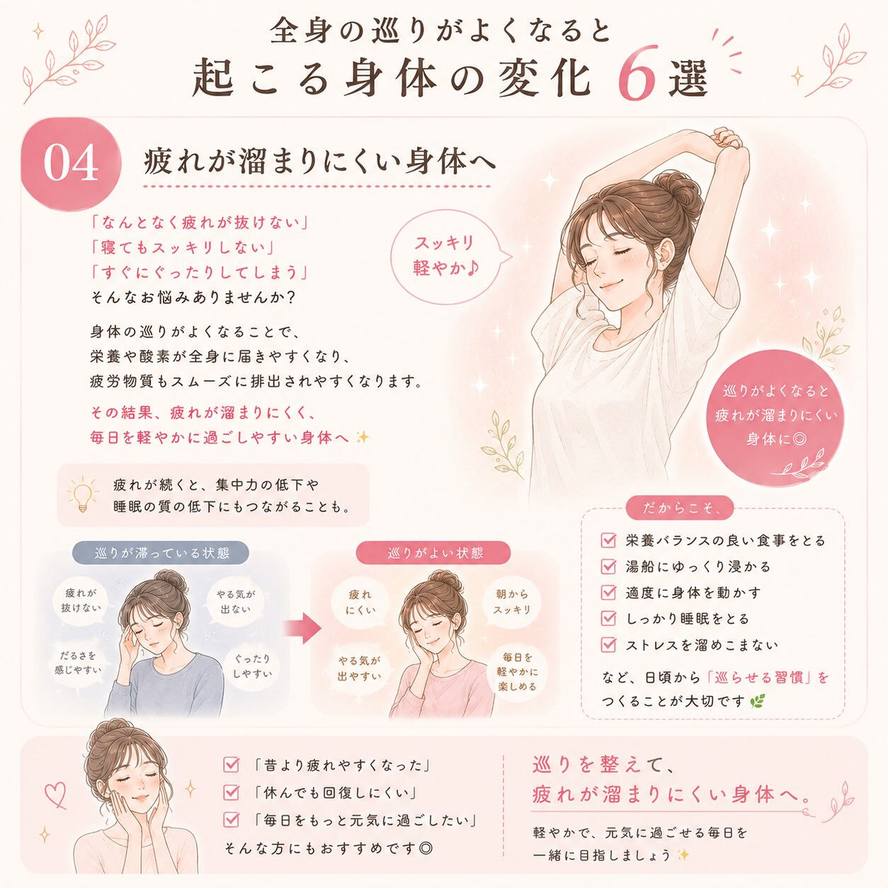 全身の巡りがよくなると起こる身体の変化🌿