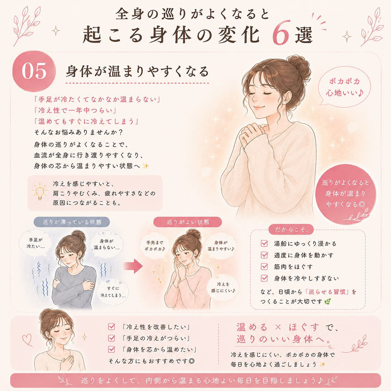 全身の巡りがよくなると起こる身体の変化🌿